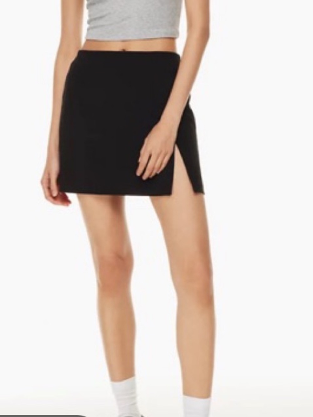 Sunday Best Black Mini Skirt with Subtle Front Slit